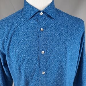 NEW Michael Kors Men's Slim Fit Shirt Size L Floral Print Long Sleeve Button Up